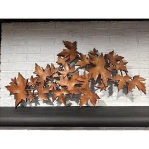 Vintage 1976 Syroco Wall Art Plaque Hanging Brown Maple Leaves Dart Ind 39 x 20